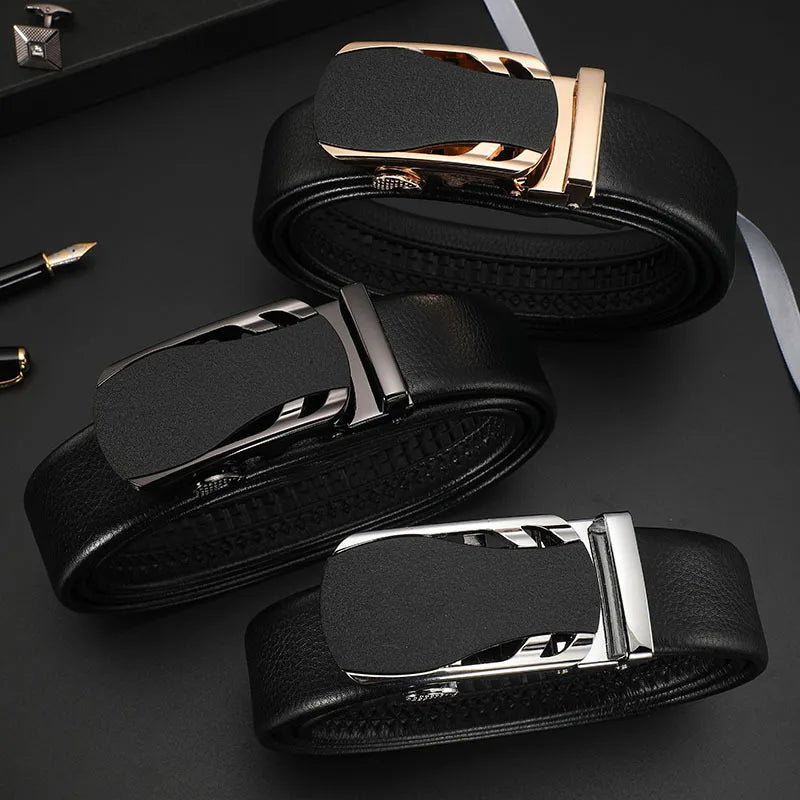 CEXIKA Men's Genuine Leather Automatic Buckle Belt Custom Engraved Name/Logo Ideal Waist Belt for Father's Day Personalized Gift