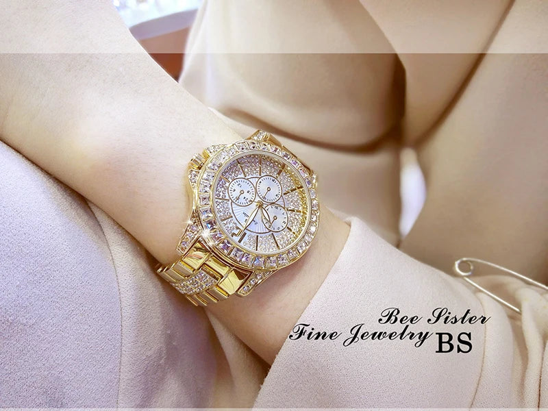Women Watches Quartz Diamond Luxury Watch Fashion Top Brand Wristwatch Fashion Watch Ladies Crystal Jewelry Rose Gold Watch