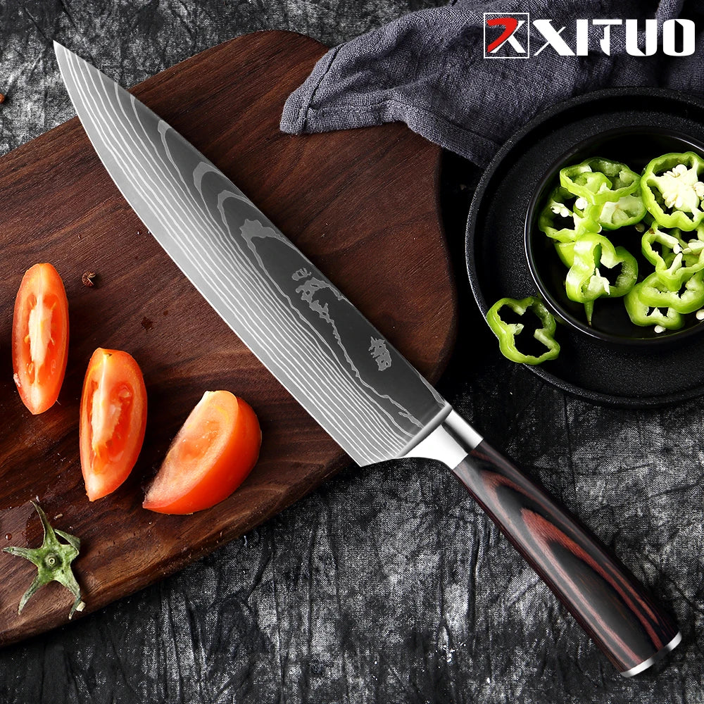 Kitchen Knife Set 1-10PCS Japanese Chef Knives Stainless Steel Cleaver