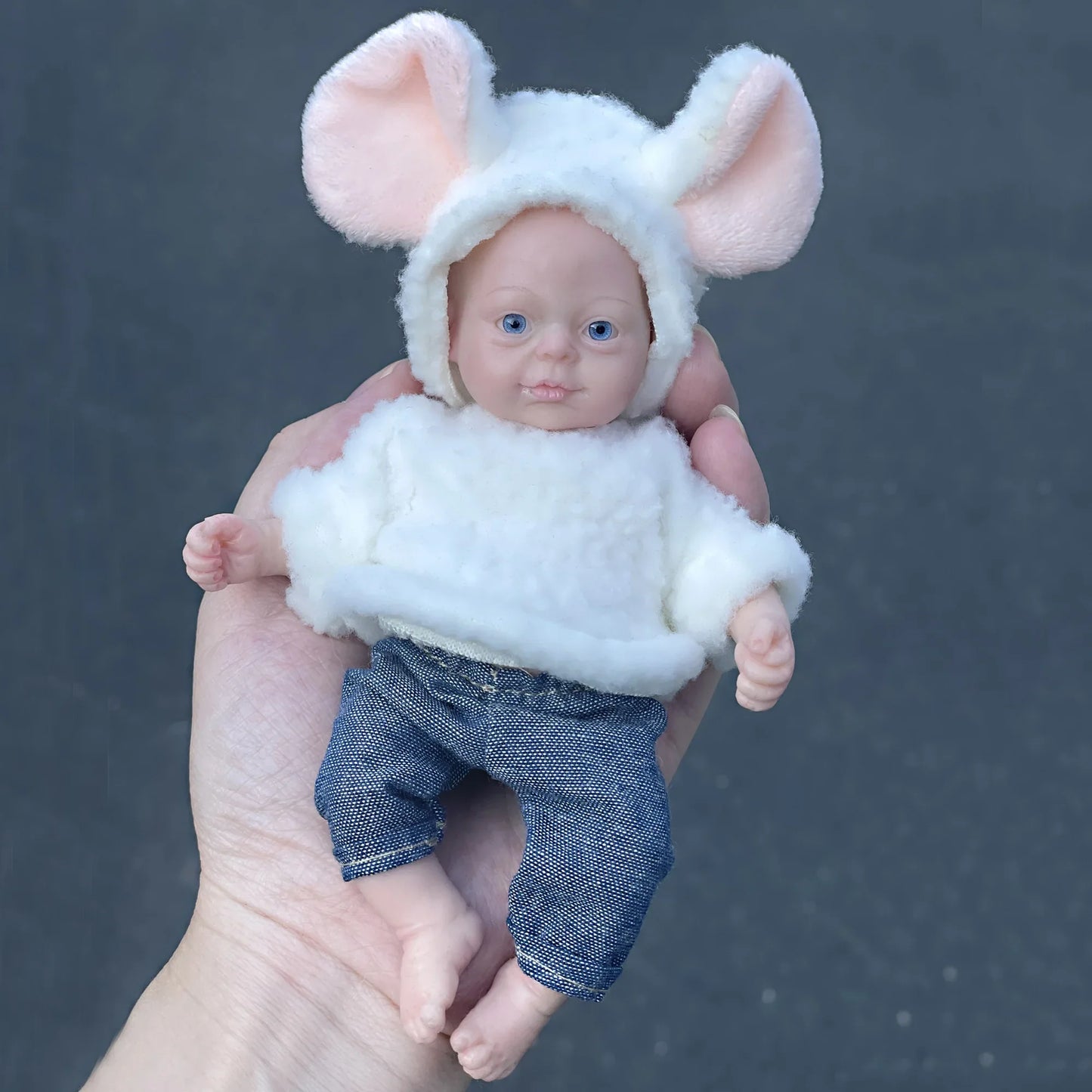 AnjoDoll Lovely 6 Inch Palm Newborn Babies Full Body Silicone Boys Reborn Dolls Bebe Reborn Corpo De Silicone Inteiro