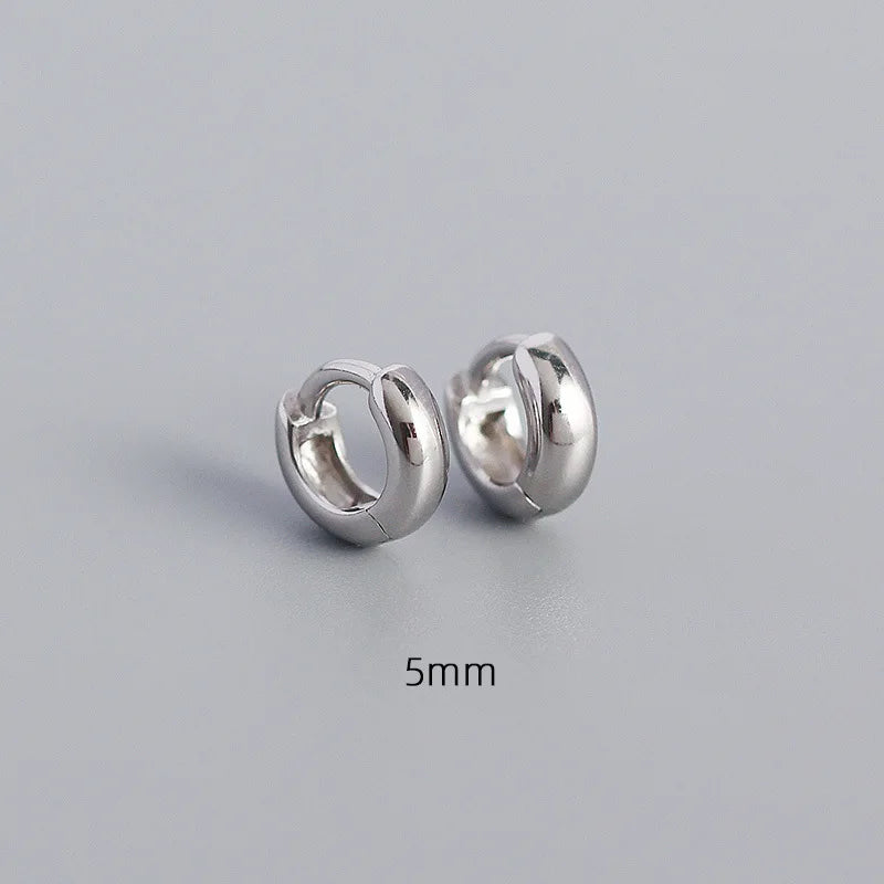 WANTME 925 Sterling Silver Minimalism Punk Rock Wide Hoop Earrings for Women Men Fashion Gothic Bohe Huggie Ear Buckle Jewelry