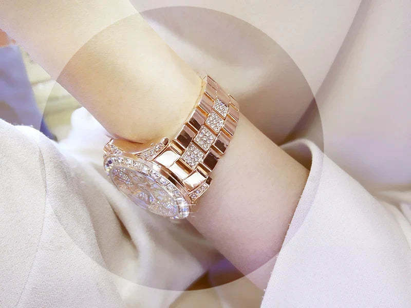 Women Watches Quartz Diamond Luxury Watch Fashion Top Brand Wristwatch Fashion Watch Ladies Crystal Jewelry Rose Gold Watch