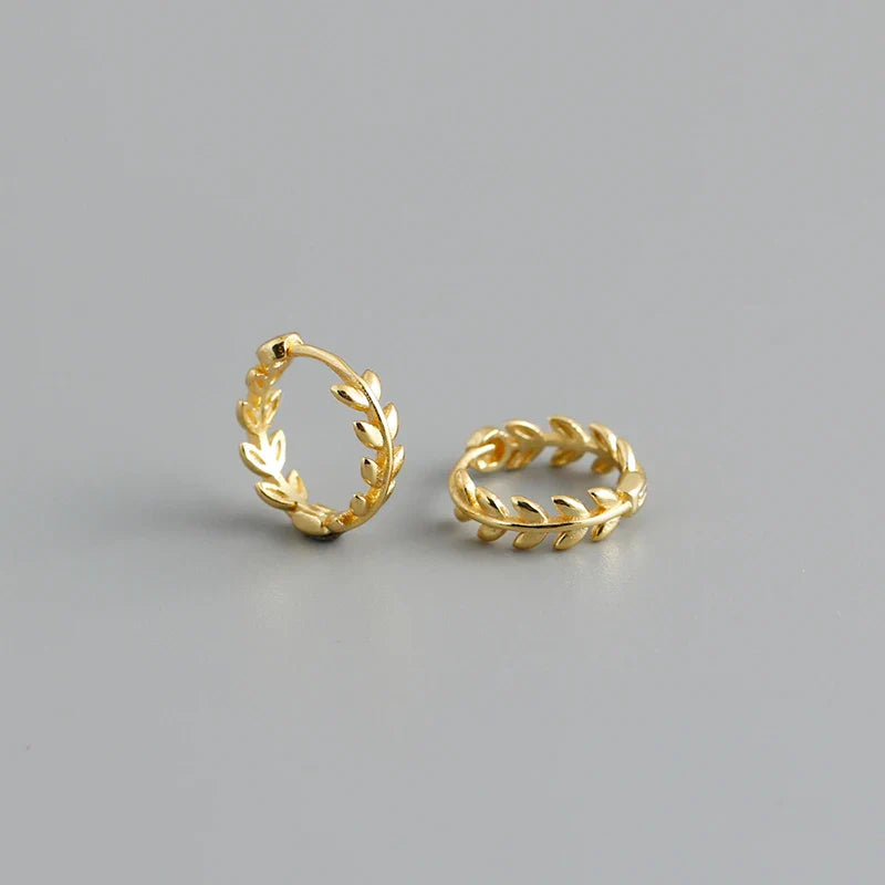 WANTME 925 Sterling Silver Minimalist 18k Gold Plated Leaf Stud Earrings for Women Charm Teen Party Jewelry Ear Buckle Female