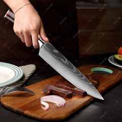 7 Inch Santoku Knife Japanese Laser Damascus Stainless Steel Kitchen Knives