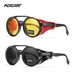 Sunglasses Men Women Leather Shield Sunglasses  Twin Bridge Designed