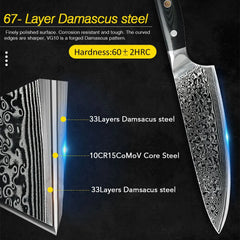 Damascus Kitchen Knives Set Japanese Chef Kitchen Knives VG10 67 Layer Stainless