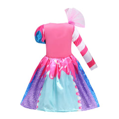 Girls Birthday Lollipop Fantasy Dress Children Carnival Rainbow Candy Costume