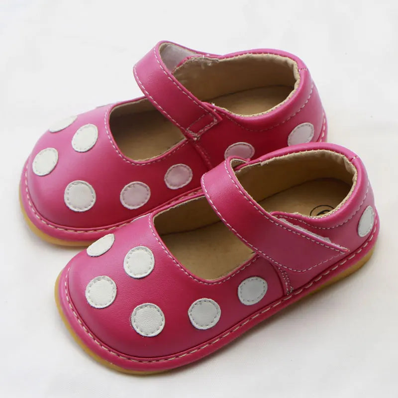 Girls Sandals with Sounds Kids Leather Shoes Children Polka Dot Sneakers Princess