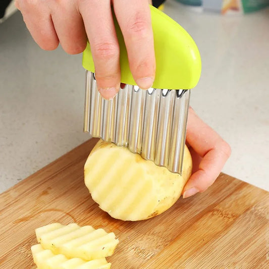 Potato Cutter Chip French Fry Maker Stainless Steel Wavy Knife French Fries Chopper