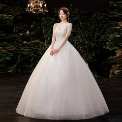 White Wedding Dress Short Sleeves Sequined marriage wedding gowns