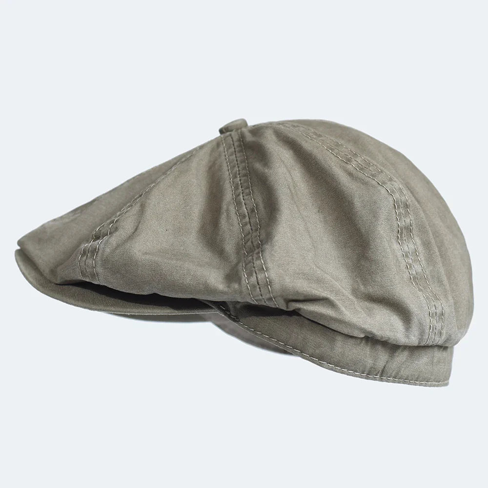 Washed Cotton Newsboy Cap Peaky Octagonal Hat Vintage Casual Cap Solid Berets Visor Gatsby Flat Ivy Hat