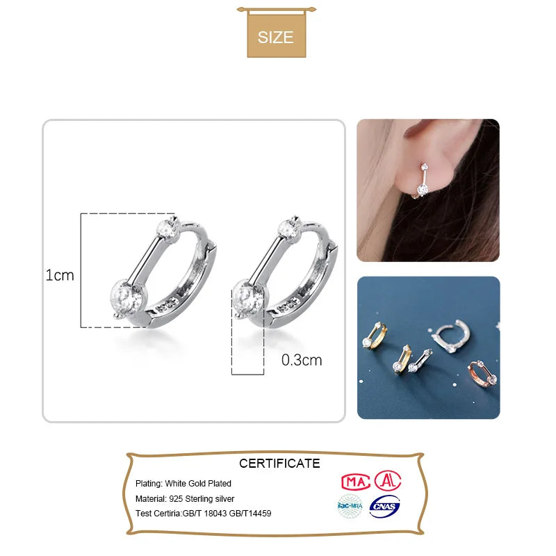 TrustDavis Man/Women's 925 Sterling Silver Hoop Earrings Cute Neat Gift For Girls/Boys Fine Jewelry Accessory Party Gift  DA1417