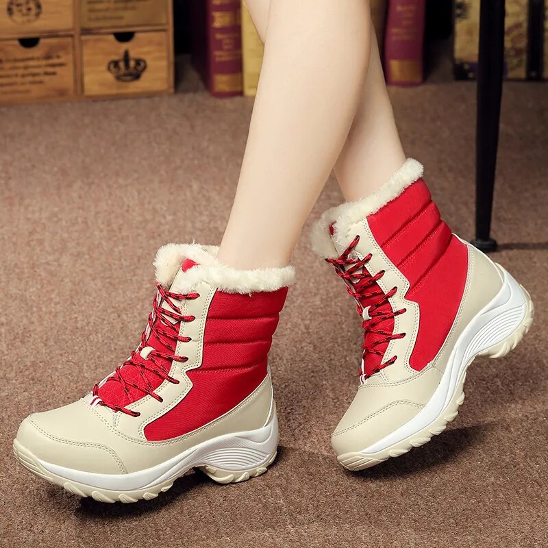 Women's Shoes Winter Fashion Ankle Boots Women Keep Warm Female Lace Up