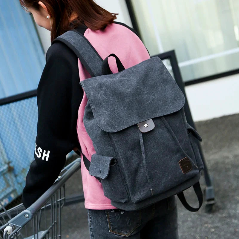 New High Quality Canvas Men Backpack Large Shoulder School Bag Rucksack For Boys Travel Fashion Camping Bags Fashion Simple Bags