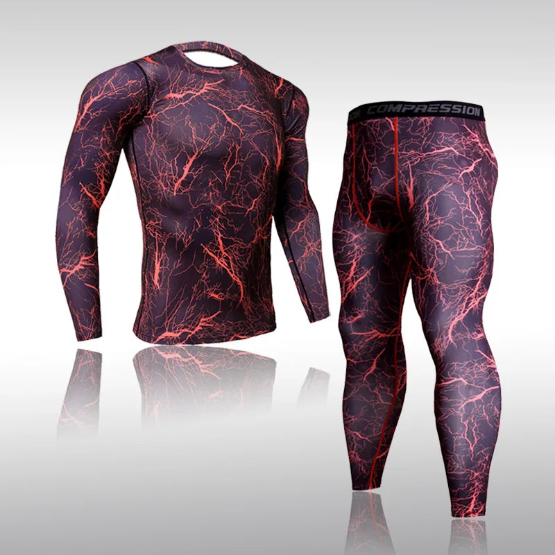 Quick Dry Camouflage Men's Running Sets Compression Sports Suits Skinny Tights Clothes Gym Rashguard Fitness Sportswear Men 2021