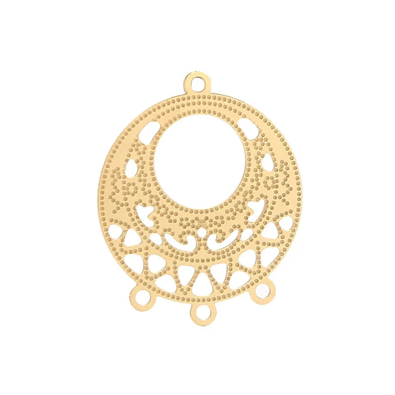4pcs Gold Stainless Steel Filigree Earring Charm Pendants Connectors for Earring DIY Jewelry Making Supplies wholesale