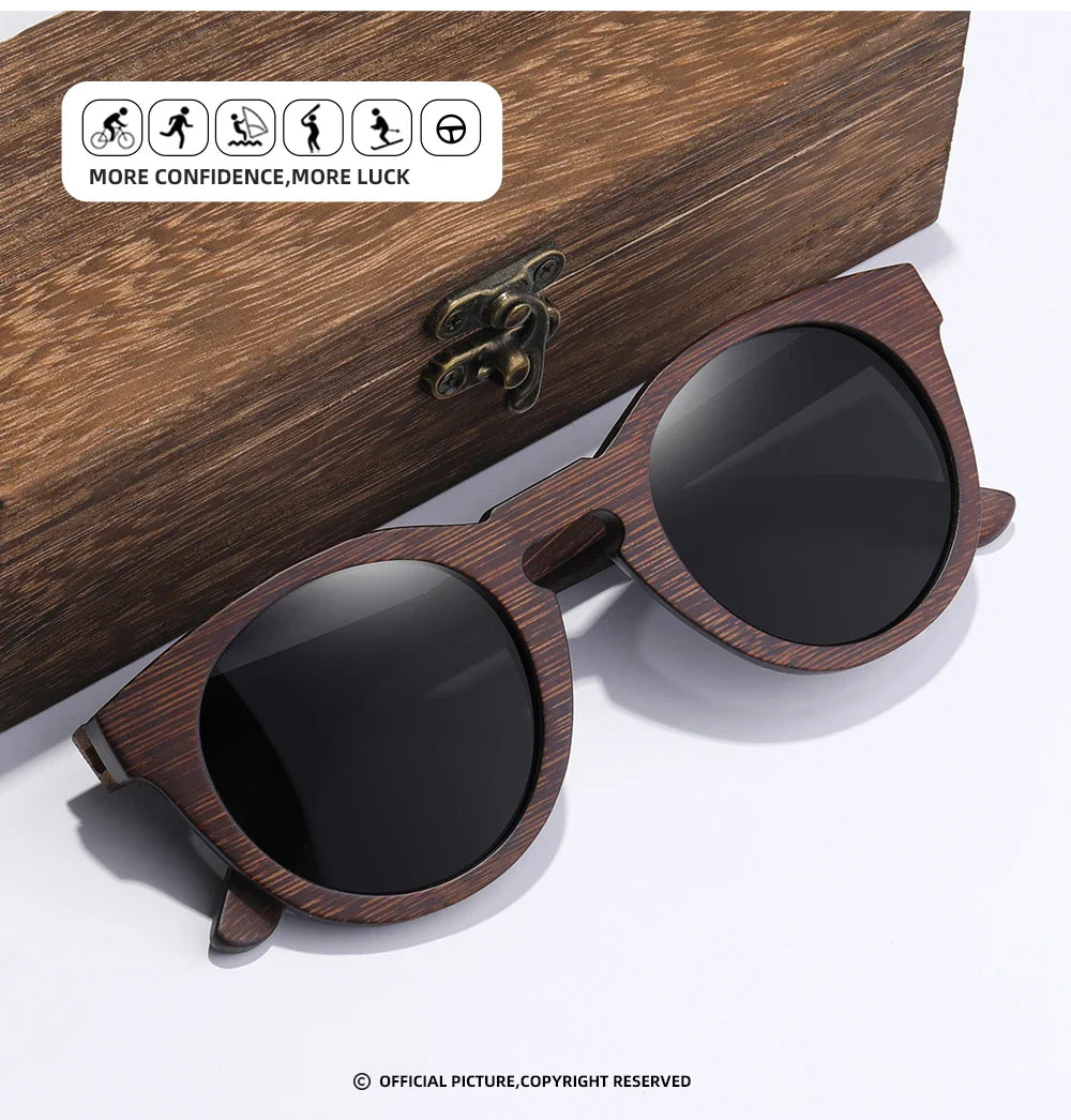GM Brand Desgin Spring New Style 100% Bamboo Polarized Sunglasses Men Women Fashion Glasses UV400 paper Box 8240