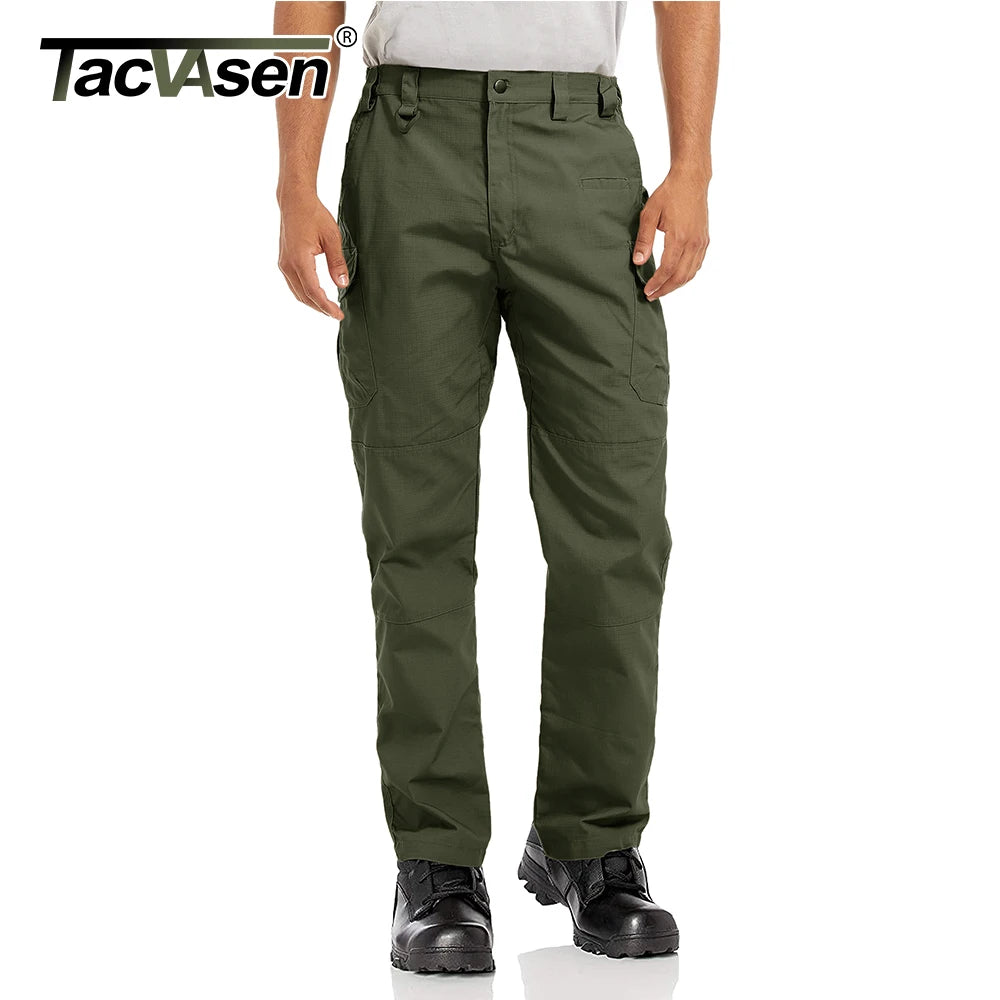 Multi-Pockets Rip-stops Cargo Pants Men's Work Trousers Full Length
