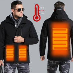 USB Heated Jacket Men Women Waterproof Jacket Down Cotton Hiking Coat