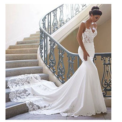 White Bridesmaid Dresses: Mermaid Wedding Dress Sleeves Vintage Lace Sweetheart