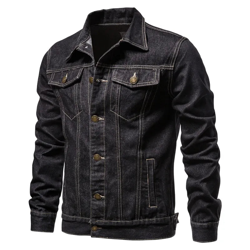 Denim Jacket Men Fashion Motorcycle Jeans Jackets Mens Causal Oversized  Coat