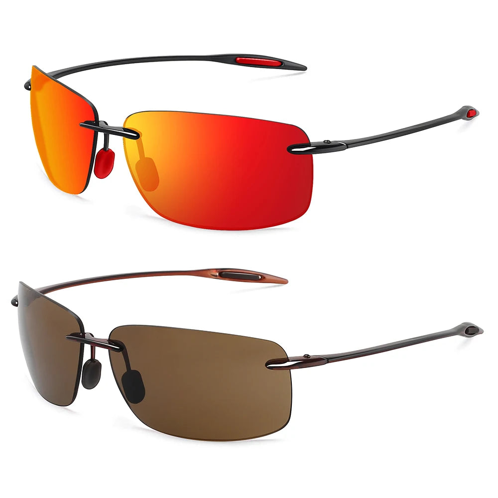 Sunglasses for Men: Orange Male Driving Rectangle Ultralight Frame Sunglasses