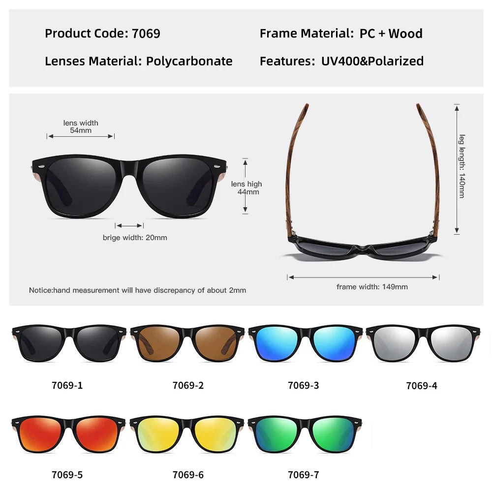 GM Brand 2021 Fashion 100%Handmade Natural Wooden Men Sunglasses Polarized Sun Glasses Women UV400 With Wooden Box