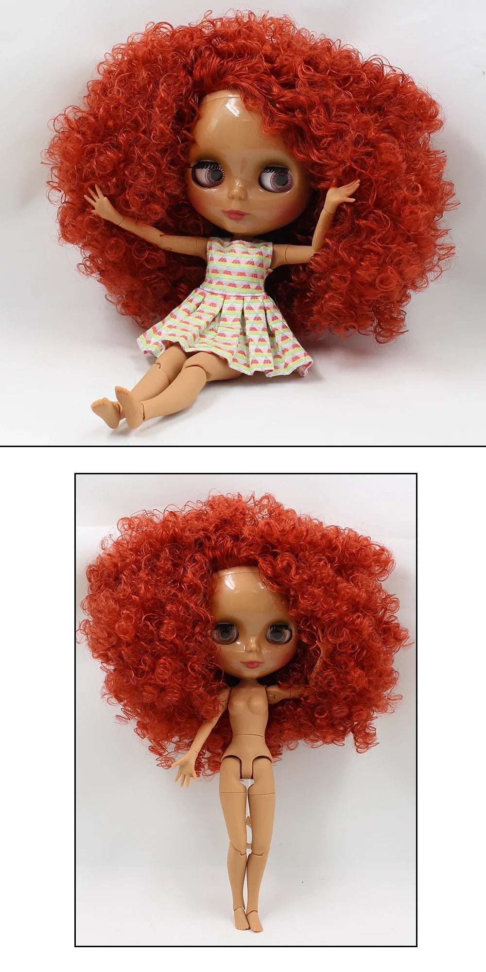ICY DBS Blyth doll 1/6 bjd joint body white skin matte face dark skin shiny face curly hair afro hair toy 30cm