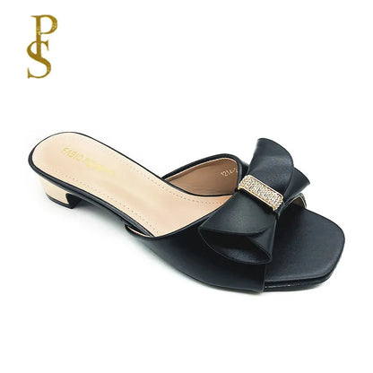 FABIO PENNY european ladies fashion elegant mature summer slippers low bow casual and comfortable open toe slippers for women