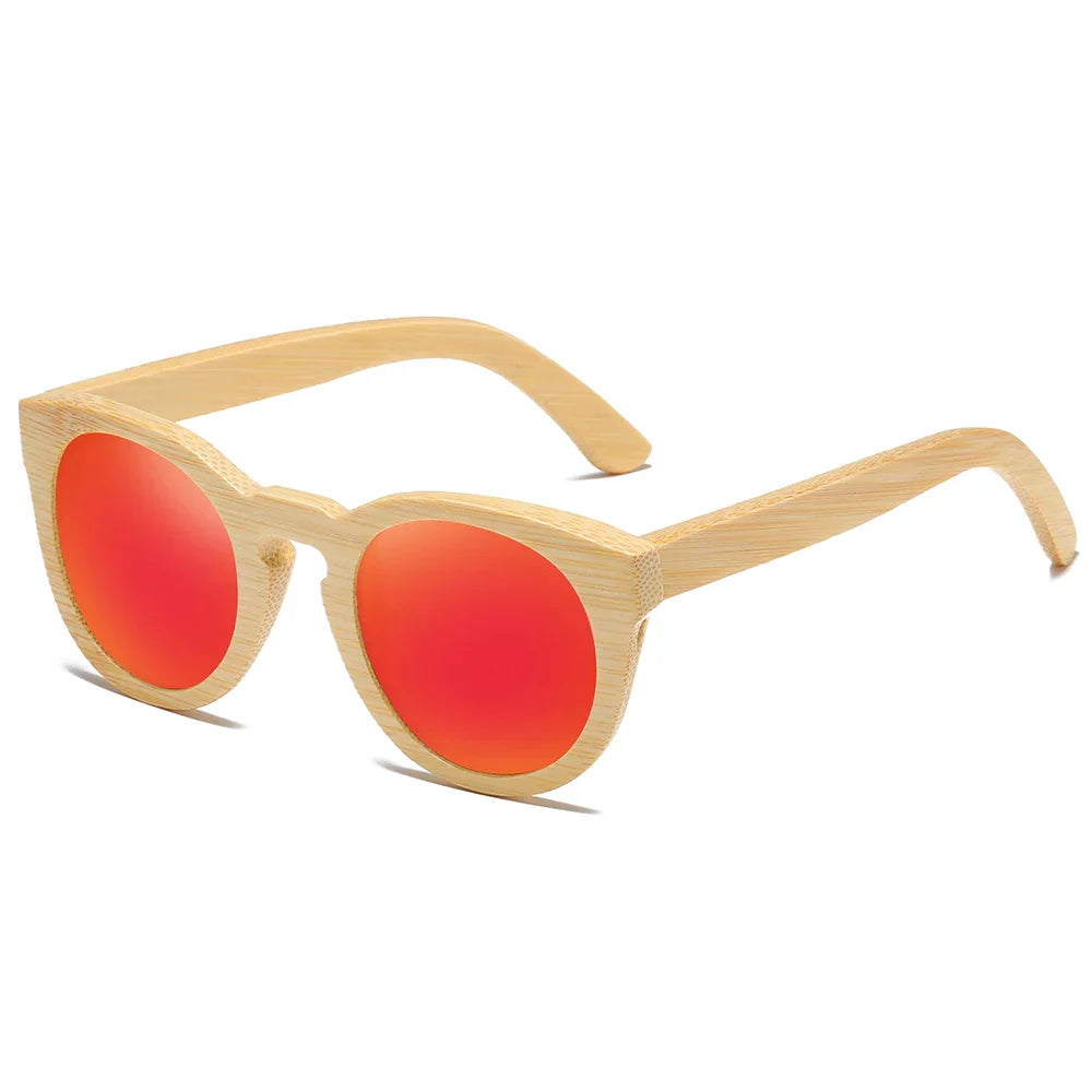 GM Design Women Bamboo Sunglasses With Polarized Mirror Lenses Of Bamboo Wood Sunglasses With Gift paper box 824