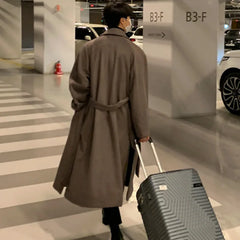 Korean Trend Men's Loose Casual Single-breasted Overcoat Autumn Winter Fashion