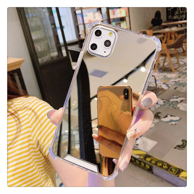 Mirror TPU Phone Case For iphone 15 14 13 12 11 Pro XS MAX XR Shockproof Back Cover Case For iphone 7 8 6s plus SE2020
