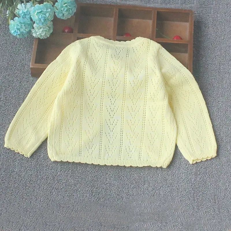 New Girls Cardigan Sweater Yellow Cotton Sweet Girls Shrug Sweater Outerwear