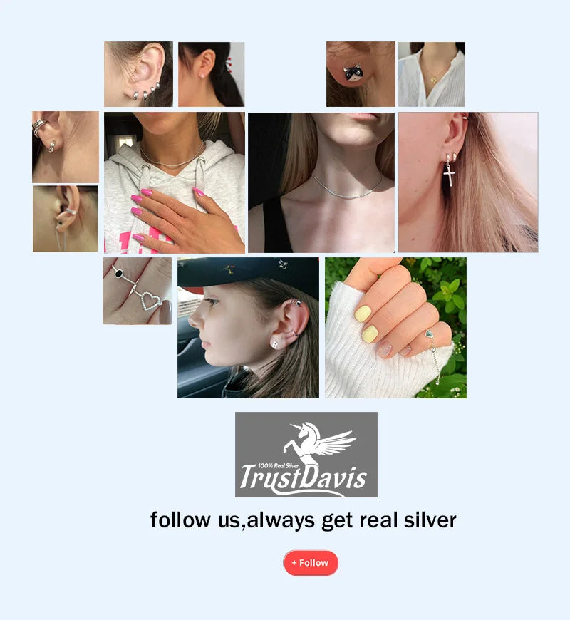 TrustDavis Man/Women's 925 Sterling Silver Hoop Earrings Cute Neat Gift For Girls/Boys Fine Jewelry Accessory Party Gift  DA1417