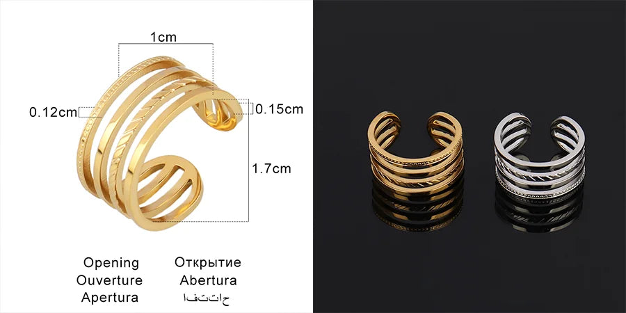 Fashion Euramerican Gold Colour Ring Rings Women Ring Stainless Steel Ring Woman