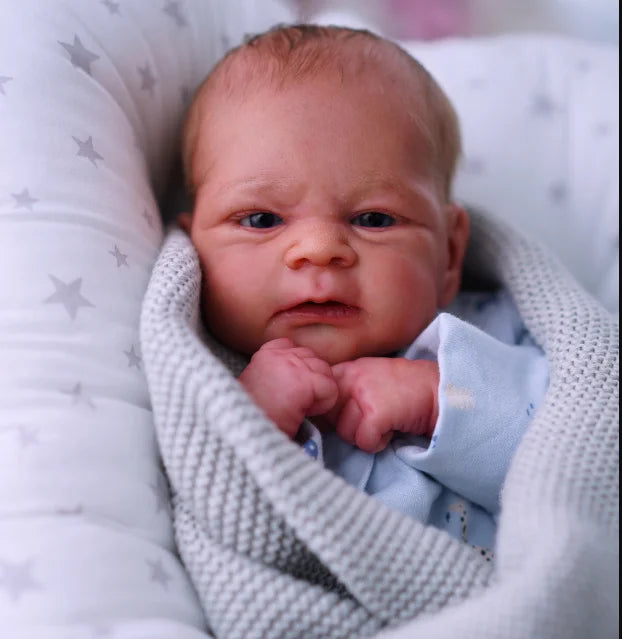 NPK 17inch Reborn Doll Kit Elijah Lifelike Soft Touch Flexible Fresh Color Unfinished Doll Parts with Body and eyes