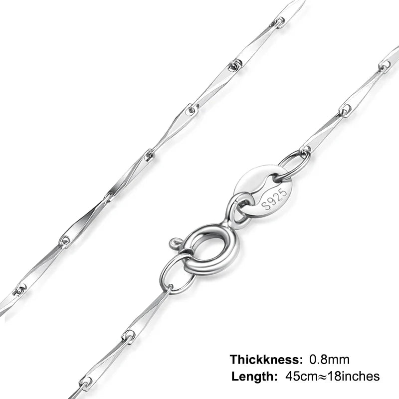 JewelryPalace Genuine 100% 925 Sterling Silver Necklace Ingot Twisted Trace Belcher Snake Bar Singapore Box Chain Necklace Women