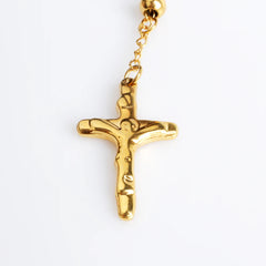 Cross Pendant Necklace For Men Women 316L Stainless Steel Rosary Beads Necklace