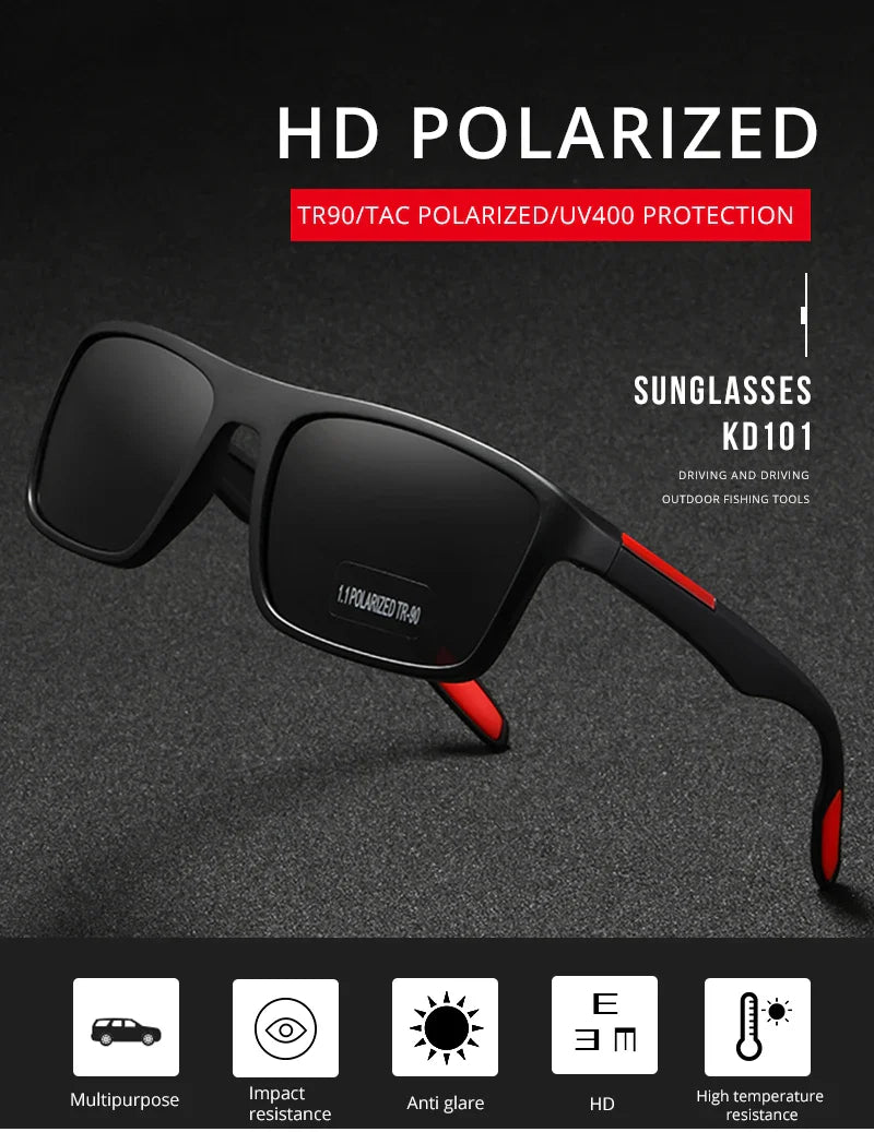 KDEAM Rectangular Ultra Light Sports Sunglasses Men Polarized TAC 1.1mm Thickness Lens Driving Sun Glasses Women Cat.3