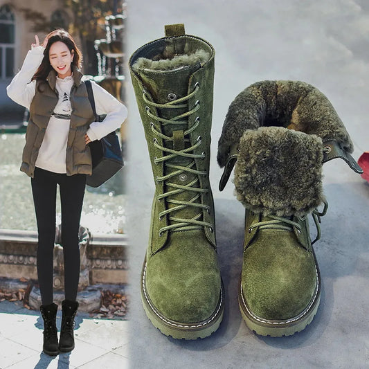 winter boots thicken fur snow boots women's leather shoes soft high top winter shoes