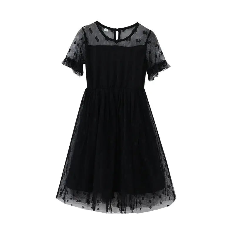 Summer Black Lace baby Girls Dress Children Mesh Princess Dresses Fashion Party Dress for Girls 3T 4T 5 7 8 9 10 11 Years Frocks