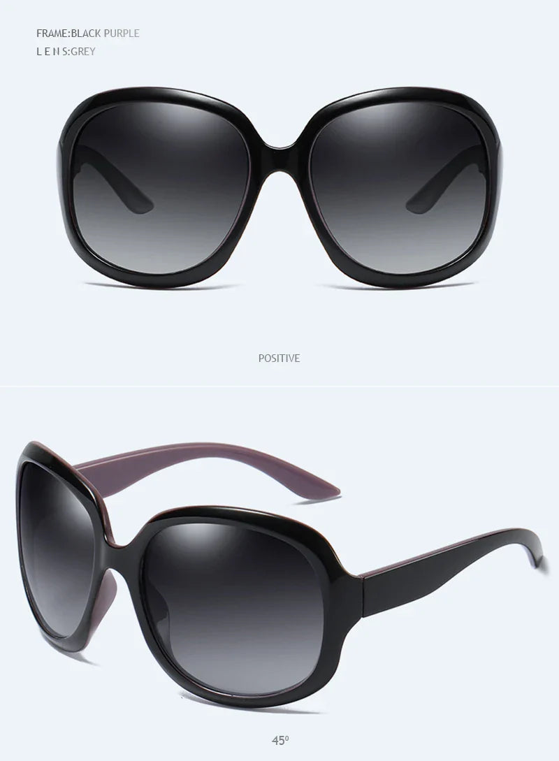 FUQIAN Brand Design Elegant Polarized Oversized Round Sunglasses Women Simple Fashion Big Plastic Ladies Sun Glasses UV400