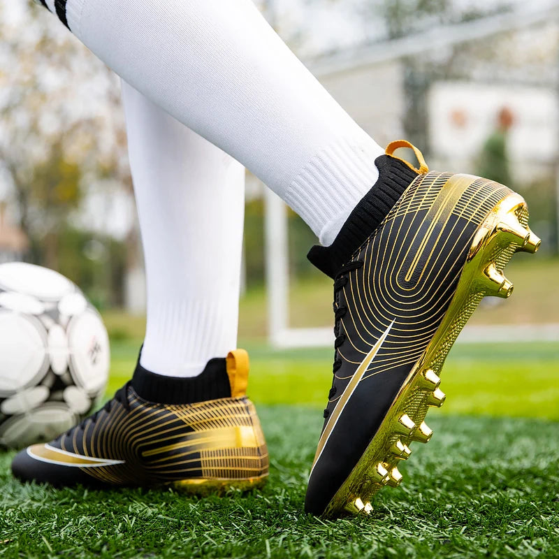 Professional Unisex Soccer Shoes Long Spikes TF Ankle Football Boots