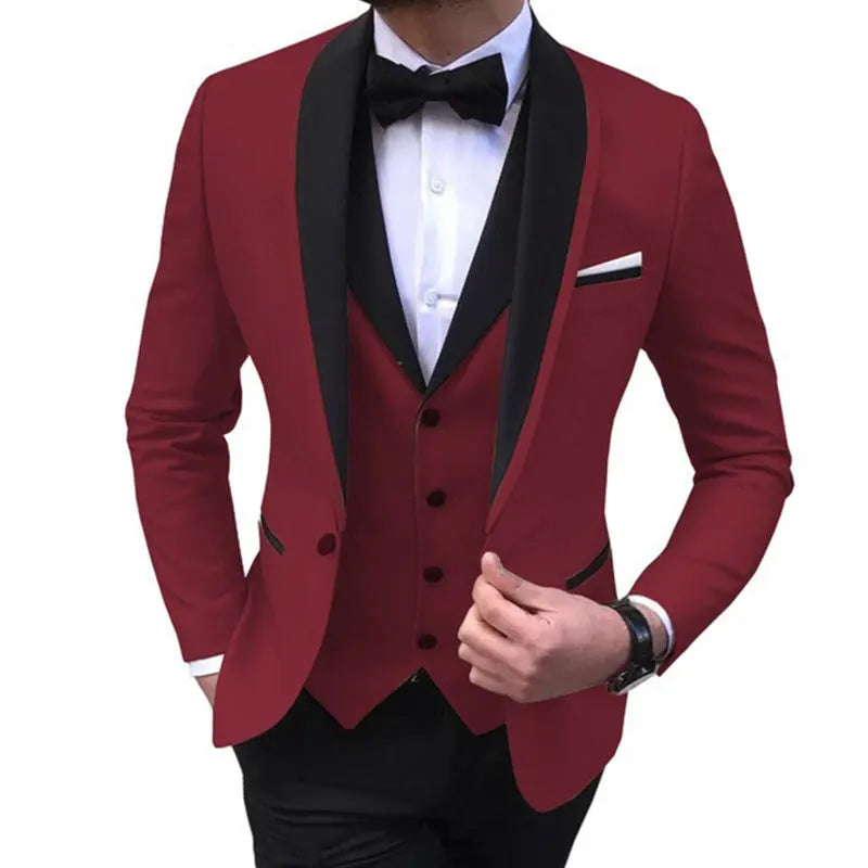 Tuxedo for Mens: Wedding Evening Dress 3 Pieces Jacket+Pants+Vest Men Suit Set