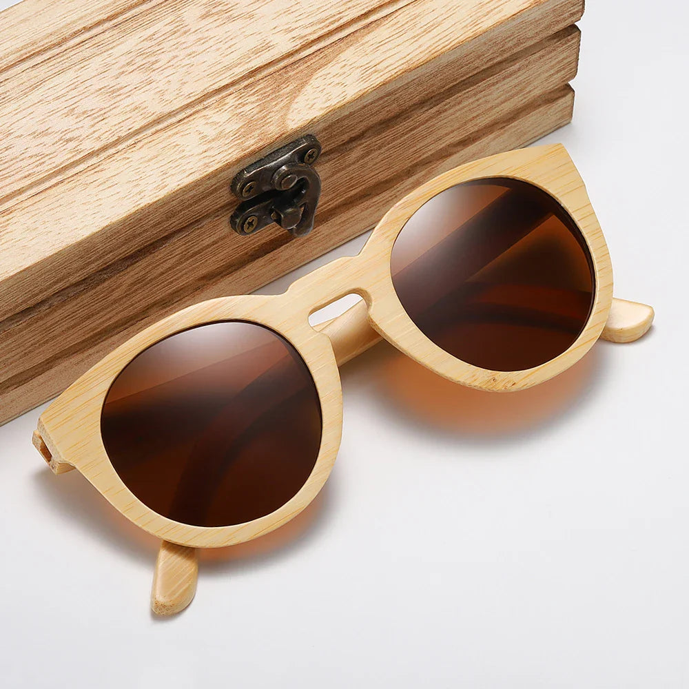 GM Design Women Bamboo Sunglasses With Polarized Mirror Lenses Of Bamboo Wood Sunglasses With Gift paper box 824