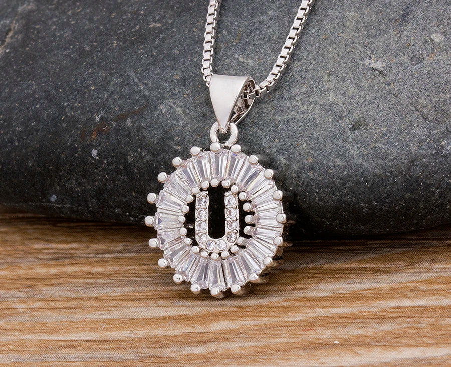 NIdin Hot Sale 2 Colors Initial Letter Pendant 26 Letters Charm Name Necklace Top Quality Copper Zircon Jewelry Birthday Gift
