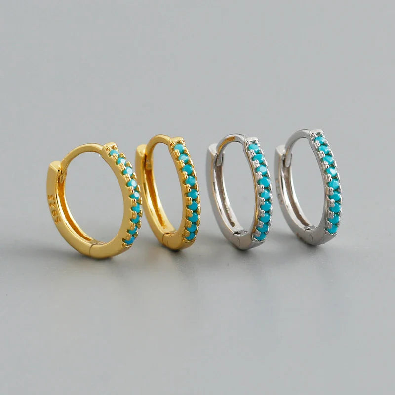 WANTME New Arrival Fashion Korean Blue Zircon Spike Geometric Stud Earrings for Women Real 925 Sterling Silver Gothic Jewelry