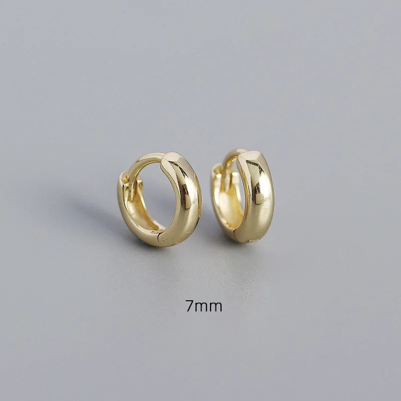 WANTME 925 Sterling Silver Minimalism Punk Rock Wide Hoop Earrings for Women Men Fashion Gothic Bohe Huggie Ear Buckle Jewelry