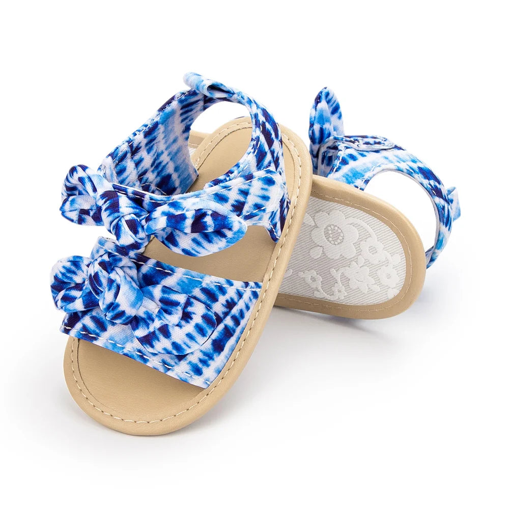 Female Baby Sandals Baby Flat Shoes PU Cloth Bottom Anti-slip Crib Newborn First Day
