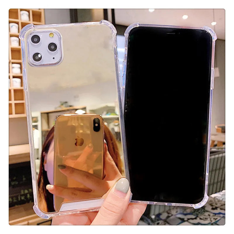 Mirror TPU Phone Case For iphone 15 14 13 12 11 Pro XS MAX XR Shockproof Back Cover Case For iphone 7 8 6s plus SE2020